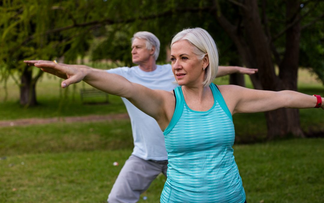 Senior couple exercising together